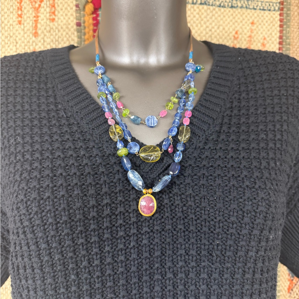 Nava Zahavi Live Long Necklace One Of A Kind Multi Strand Gem Stone Nwt 2679$